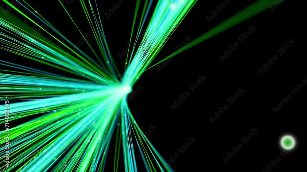 Poster illuminated fiber optic cables with moving data. glowing internet data streams. digital transmission