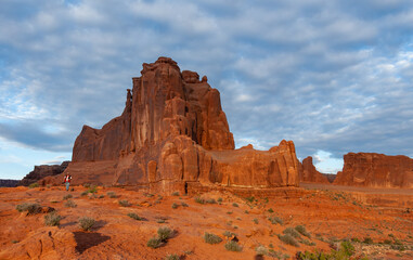 Fototapeta premium Sandstone formations seen from La Sal Mountains Viewpoint