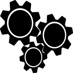 Three gears of industry icon silhouette