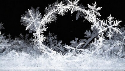 winter ice snow frozen crystals frostwork frame on transparent background snowflake christmas overlays snow texture holiday photo effect