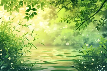 Fototapeta na wymiar summer water green sunshine beauty spring cartoon