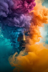 Colorful smoke of a human face