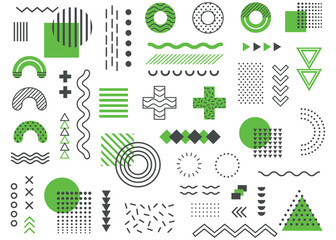 Abstract green and black geometric shape of rectangle modern elements form design. Lines style of circle and geometric header background. illustration vector