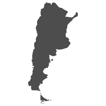 Argentina Map Flat Icon Vector Black Isolated in White Background