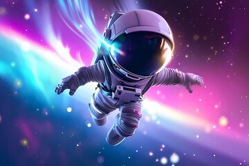 cute flying super astronaut illustration cartoon background