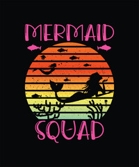 Mermaid squad funny mermaid shirt print summer design tshirt