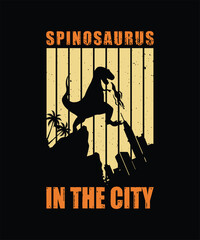 Vintage dinosaurs in the city tshirt designs