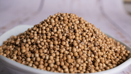 Close-up Dried Coriander seed
