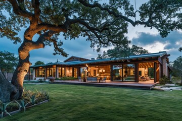Texan Tranquility: A Spacious Ranch Retreat Blending Modern Comfort with Rustic Charm - obrazy, fototapety, plakaty