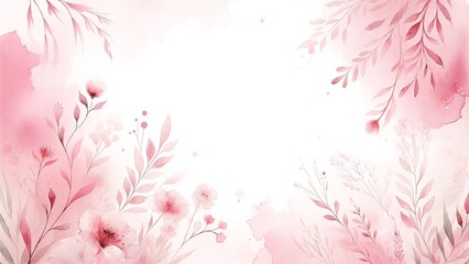 Whimsical Botanicals, Pink Watercolor Background