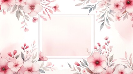 Whimsical Botanicals, Pink Watercolor Background