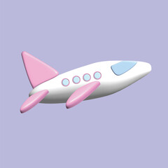 Air transportation concept. Realistic 3d object cartoon style. Vector colorful illustration. 