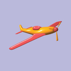 Air transportation concept. Realistic 3d object cartoon style. Vector colorful illustration. 