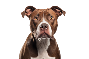 A pit bull dog isolated on a transparent background.