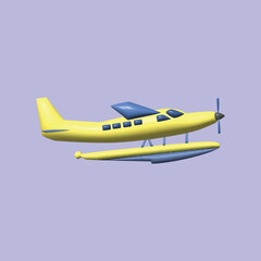 Air transportation concept. Realistic 3d object cartoon style. Vector colorful illustration. 