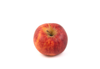 Red apple isolated on a white one. Close-up of the fruit.