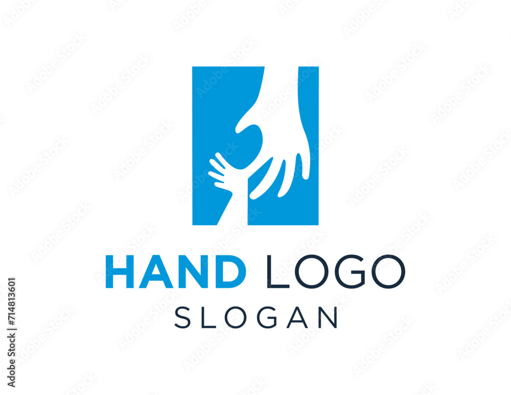 Poster the logo design is about hand and was created using the corel draw 2018 application with a white bac
