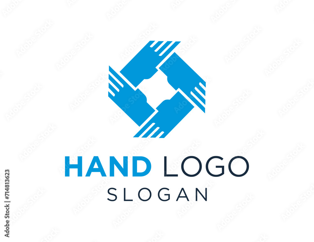 Poster the logo design is about hand and was created using the corel draw 2018 application with a white bac