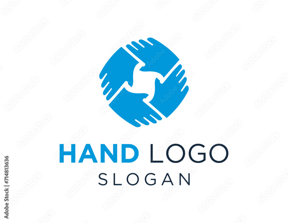 Poster the logo design is about hand and was created using the corel draw 2018 application with a white bac