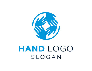 The logo design is about Hand and was created using the Corel Draw 2018 application with a white background.