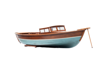 A small boat isolated on a transparent background.