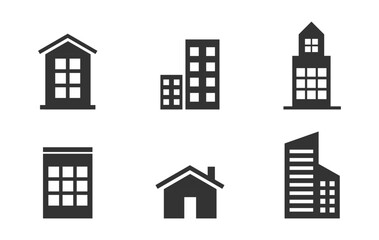 Set building vector icon in black and white colour