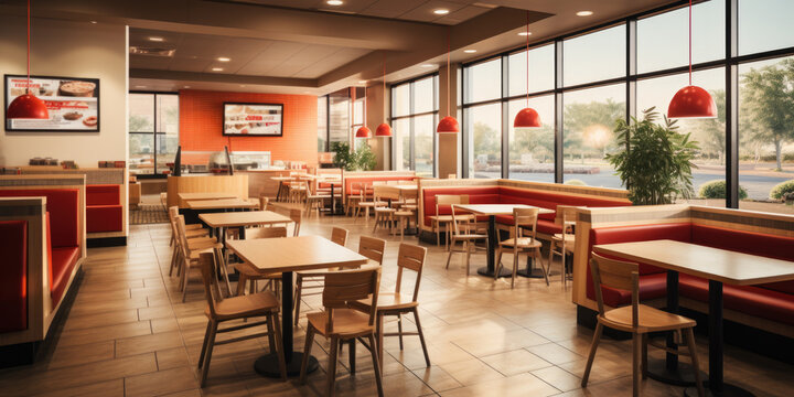 quick service restaurant interior . ai generated