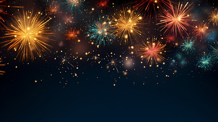 Fototapeta premium Happy New Year, burning fireworks with bokeh light background