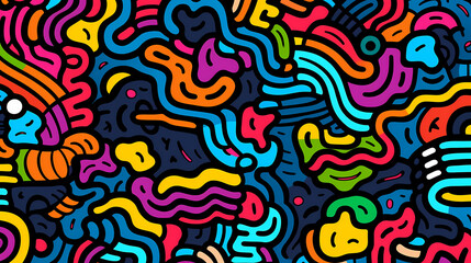 Obraz premium Funny doodle seamless pattern, artistic background