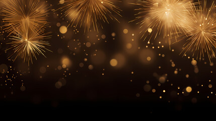 Happy New Year, burning fireworks with bokeh light background