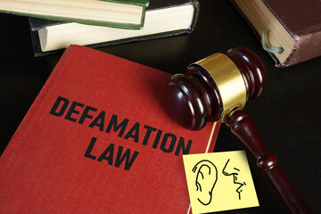 Defamation law is shown using the text