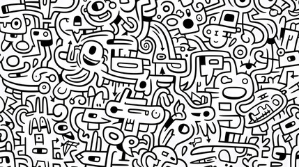 Funny doodle seamless pattern, artistic background