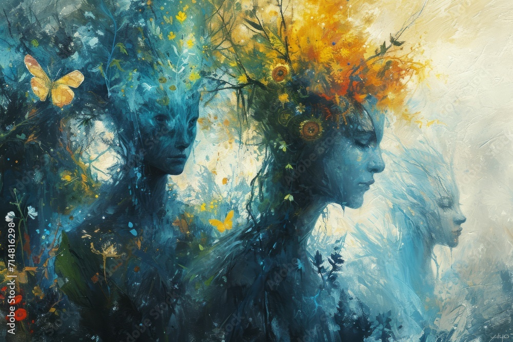 Canvas Prints mystical forest shamans, communing with nature spirits and harnessing their ancient magic - generati