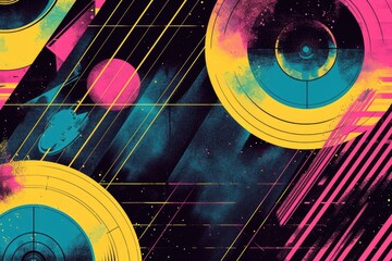 Galactic Groove: An Abstract Composition of Psychedelic Infused Disco Background
