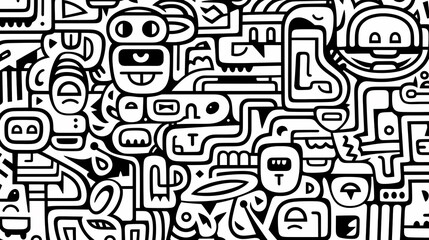 Funny doodle seamless pattern, artistic background