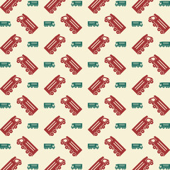 Tipper Truck red green trendy vector design repeating pattern illustration