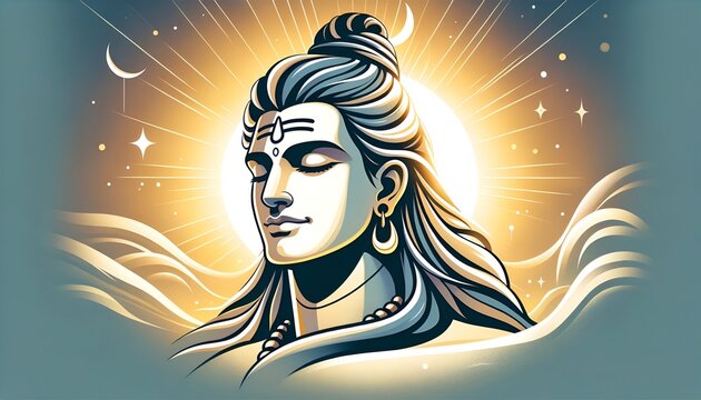 Cartoon Style Illustration Of Lord Shiva For Masik Shivratri.