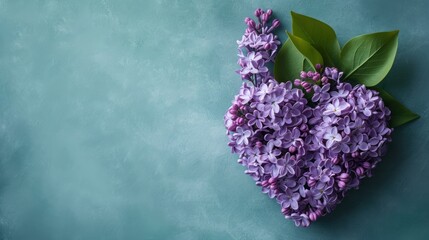Symbolic Heart with Lilac Bouquet on Paper Background AI Generated
