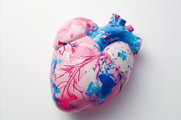 pop art style , anatomic  red heart on bright white  background, banner wallpaper valentine graphic...