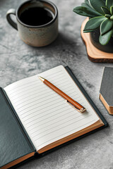 An elegant notebook with blank page