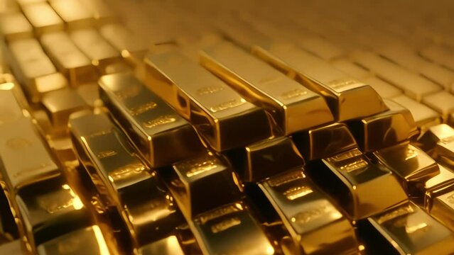 a lot of gold bars stacked. symbolic of big profits in business. banking environment. storing expensive metals. Generative AI