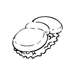 ホタテの寿司の手描きイラスト