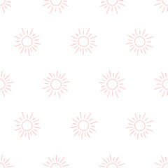 Seamless pattern with pink outline sun