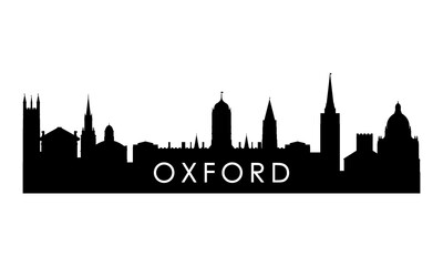 Oxford UK skyline silhouette. Black Oxford city design isolated on white background.
