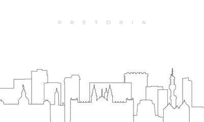 Outline Pretoria skyline. Trendy template with Pretoria buildings and landmarks in line style. Stock vector design.