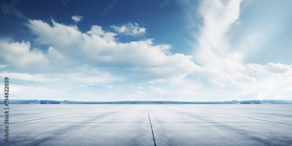 Wall mural the horizon and the cloudy sky as a background, in the foreground an empty square.
