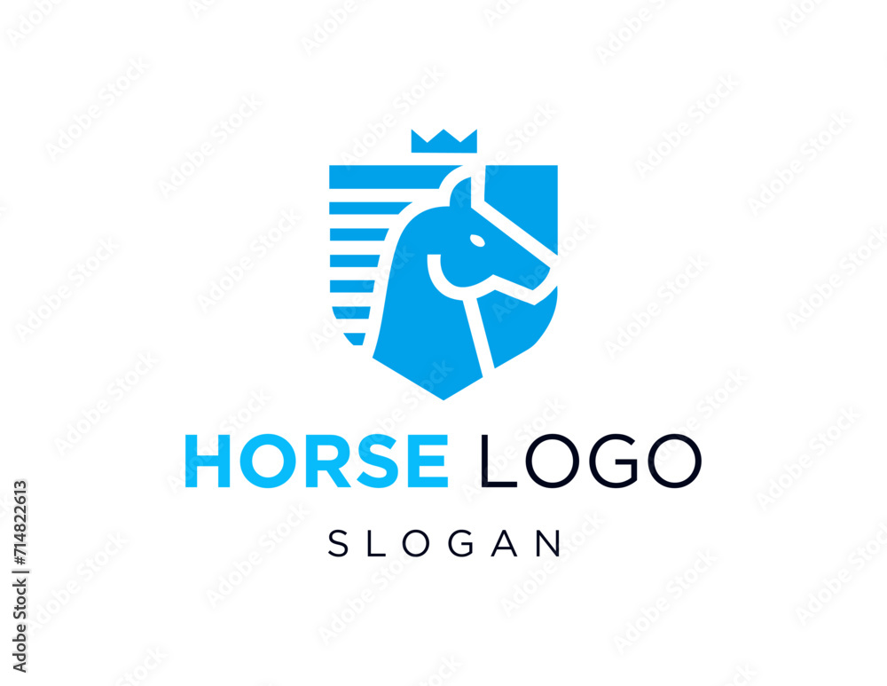 Poster the logo design is about horse and was created using the corel draw 2018 application with a white ba