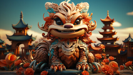 Obraz premium cute chinese dragon
