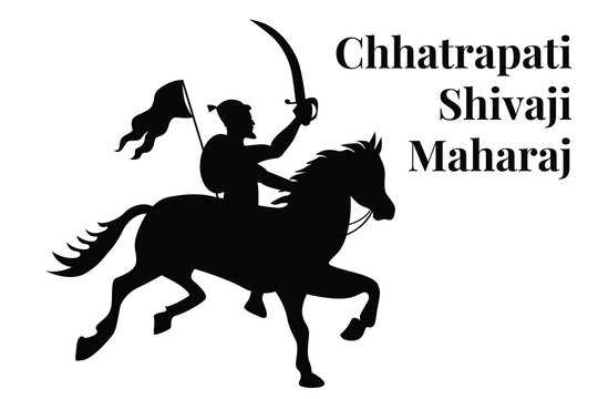 silhouette of chhatrapati shivaji maharaj, indian maratha king vector