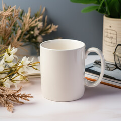 Office supplies ceramic mug,created with Generative AI tecnology.